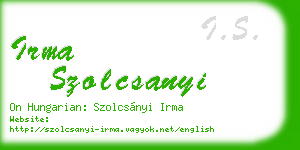 irma szolcsanyi business card